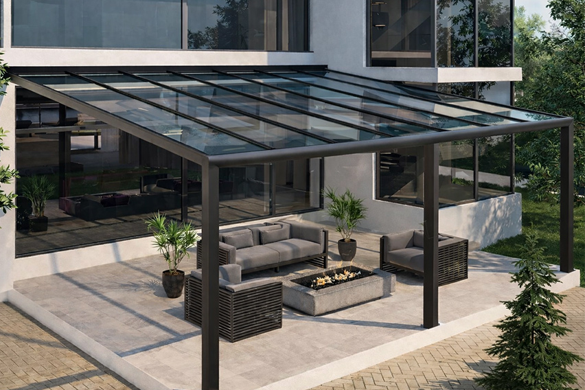 Glass roof pergola